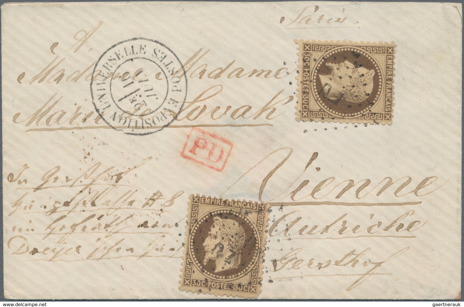 Frankreich: 1867 EXPOSITION UNIVERSELLE In Paris: Small Cover Sent From The Exposition To Austria, F - Ungebraucht