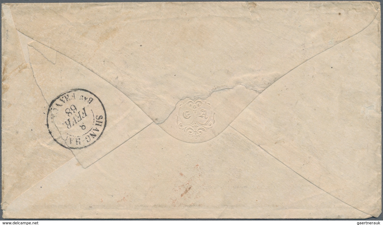 Frankreich: 1867-72 Three Interesting Covers, With 1) 1867 Cover From Paris To SHANGHAI Franked 1862 - Ungebraucht