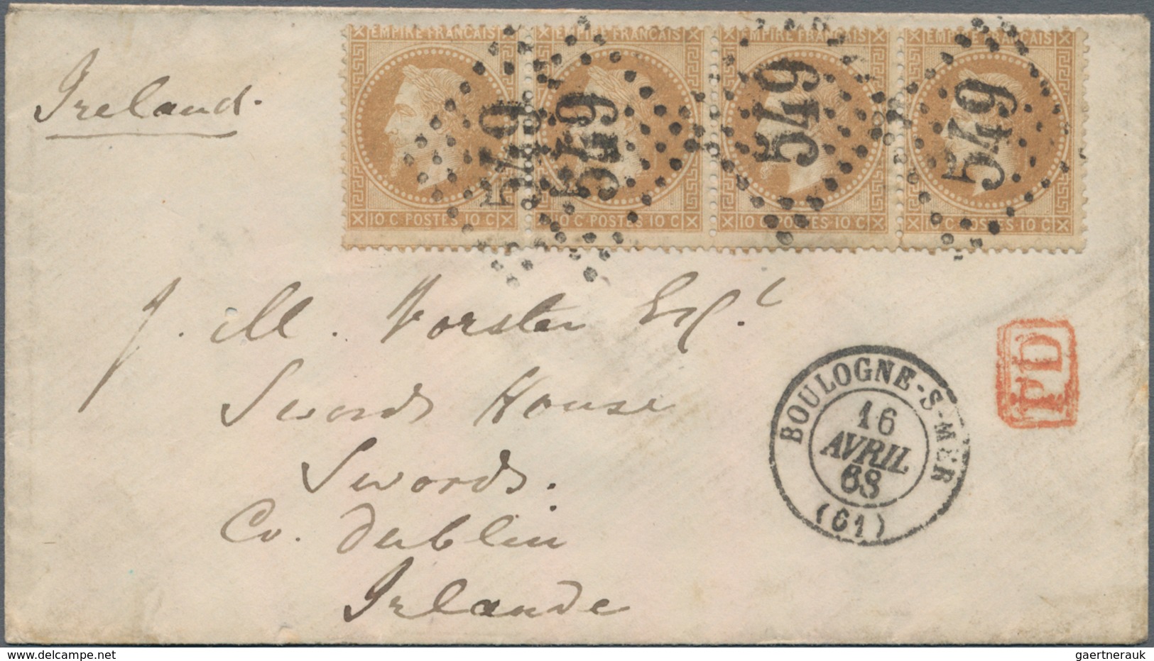 Frankreich: 1867-72 Three Interesting Covers, With 1) 1867 Cover From Paris To SHANGHAI Franked 1862 - Unused Stamps