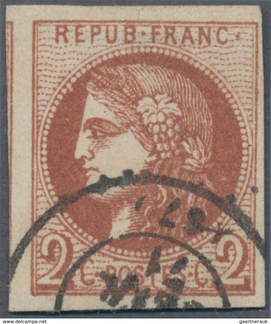 Frankreich: 1870, Bordeaux Issue, 2c. Chocolate, Report 2, Fresh Colour, Full To Huge Margins With P - Ungebraucht