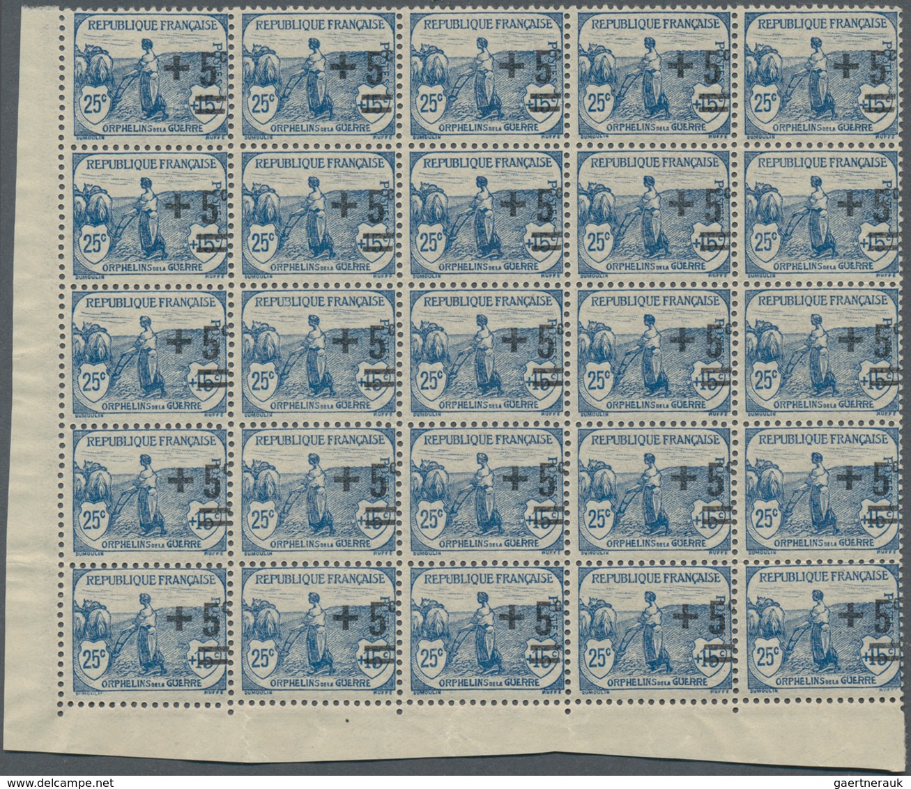 Frankreich: 1922, War Orphans Revaluation Overprints, 2c.+1c.-5fr.+1fr., Complete Set Of Eight Value - Ungebraucht