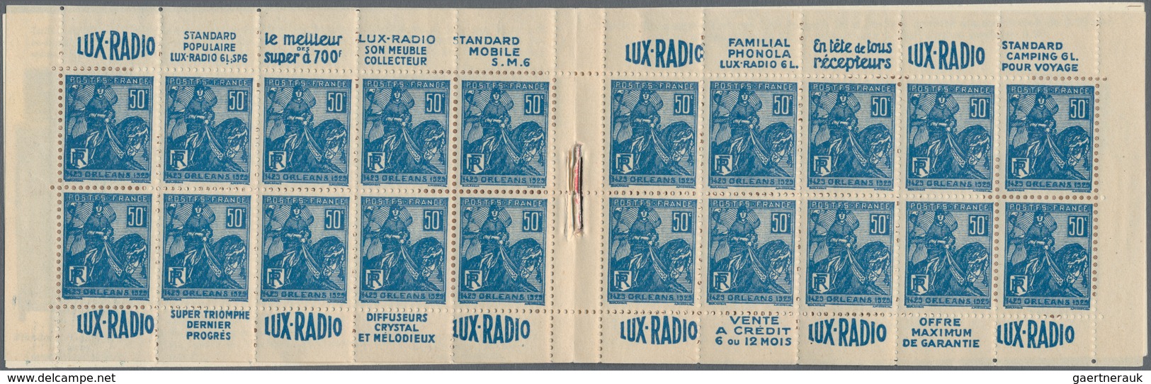 Frankreich: 1925 (approx). Stamp Booklet "Jeanne D'Arc 50c LUX Radio". The Two Coloured Outer Covers - Ungebraucht