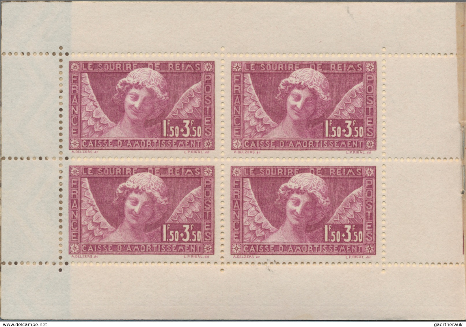 Frankreich: 1930, Le Sourire De Reims, Complete Booklet Comprising Two Panes Of Four Stamps Each, Mi - Ungebraucht