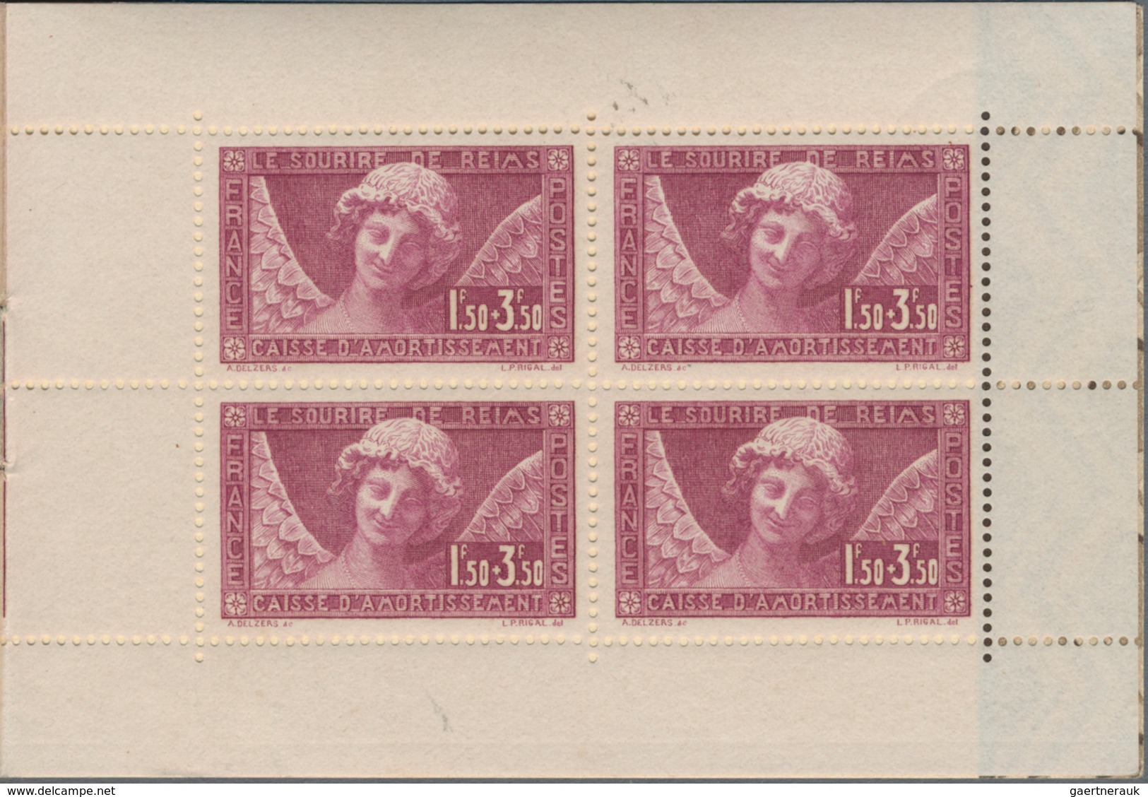 Frankreich: 1930, Le Sourire De Reims, Complete Booklet Comprising Two Panes Of Four Stamps Each, Mi - Ungebraucht