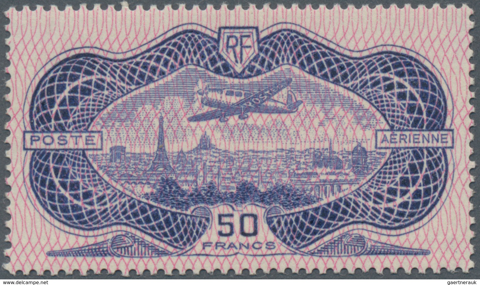 Frankreich: 1936, Airmail 50fr. Burelage, Fresh Colour And Well Perforated, Mint Original Gum Previo - Ungebraucht