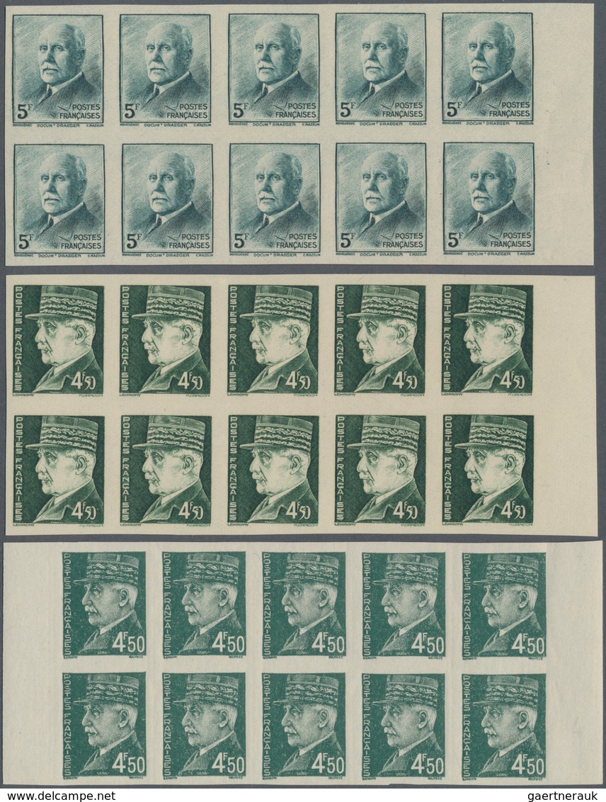 Frankreich: 1941/1942, Definitive Issue Marshall Petain Complete Set Of 22 In IMPERFORATED Blocks Of - Ungebraucht