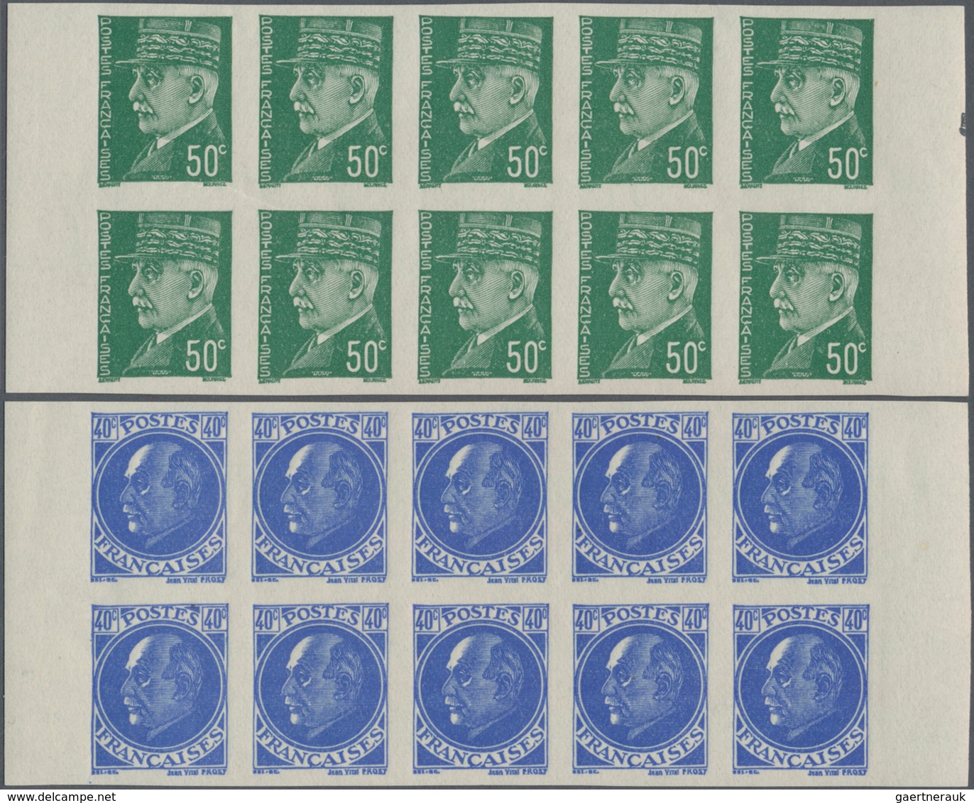 Frankreich: 1941/1942, Definitive Issue Marshall Petain Complete Set Of 22 In IMPERFORATED Blocks Of - Ungebraucht