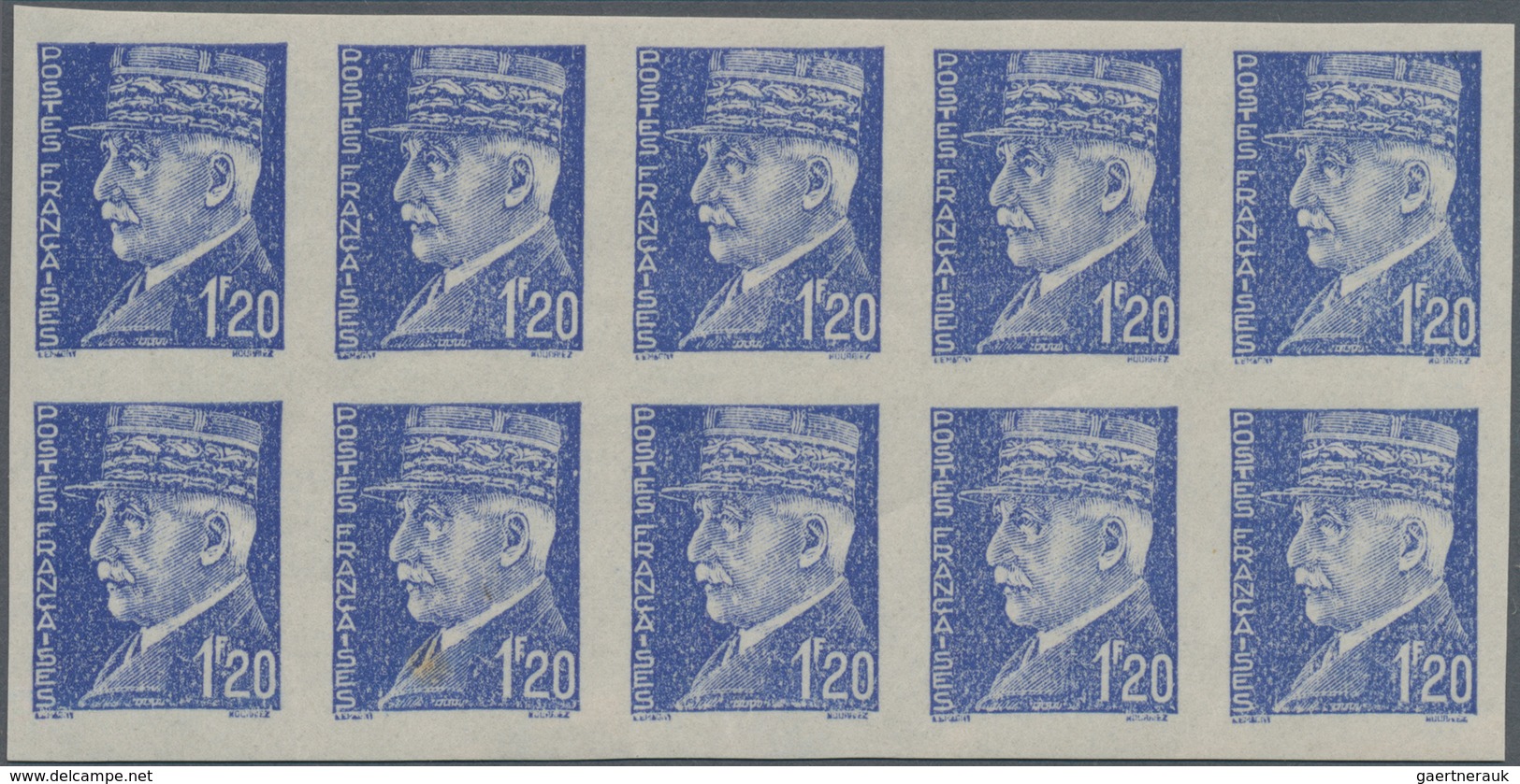 Frankreich: 1941, Definitive Issue Marshall Petain 1.20fr. In UNISSUED BLUE Colour In An IMPERFORATE - Ungebraucht