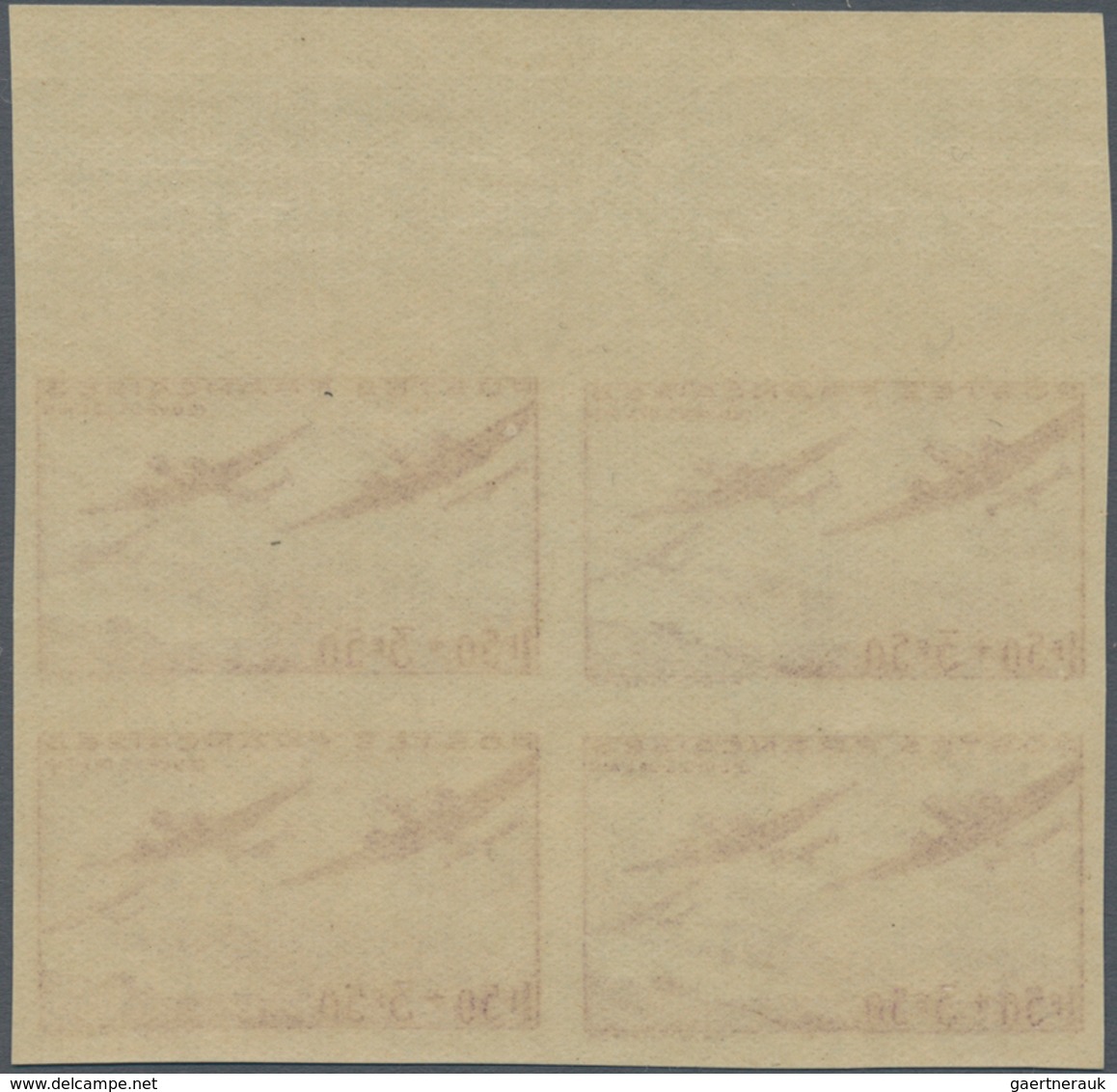 Frankreich: 1942, Victims Of Aerial Warfare, 1.50fr.+3.50fr. Purple, IMPERFORATED Top Marginal Block - Ungebraucht