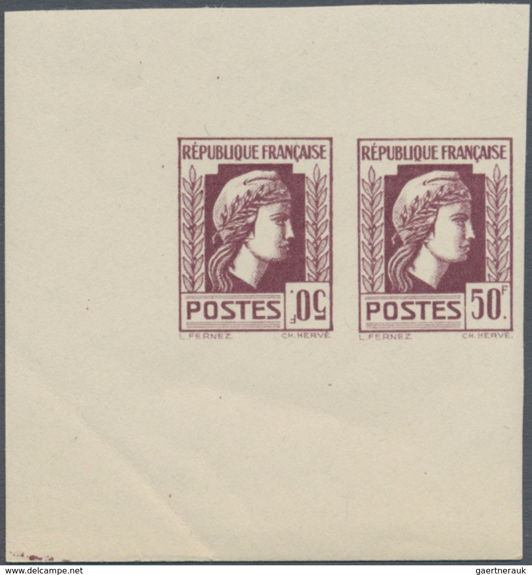 Frankreich: 1944, Definitives "Marianne", Not Issued, 50fr. Brownish Purple, Imperforated Essay, Hor - Ungebraucht