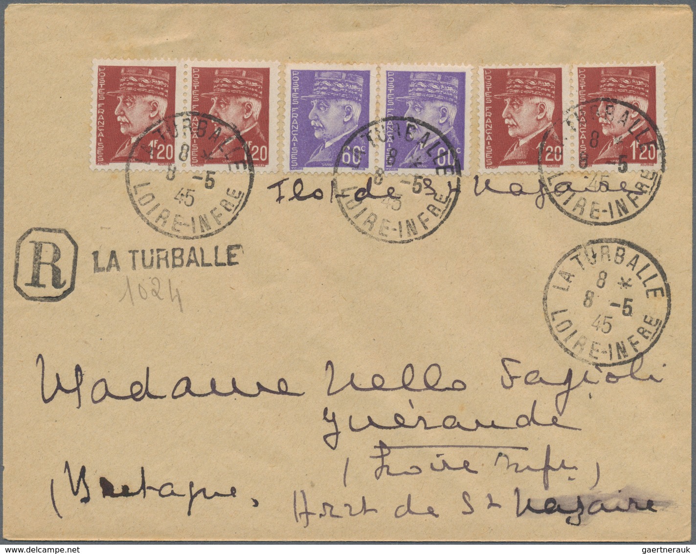 Frankreich: 1945, Philatelically Influenced Letter As Registered Mail From La Turballe (St. Nazaire - Ungebraucht