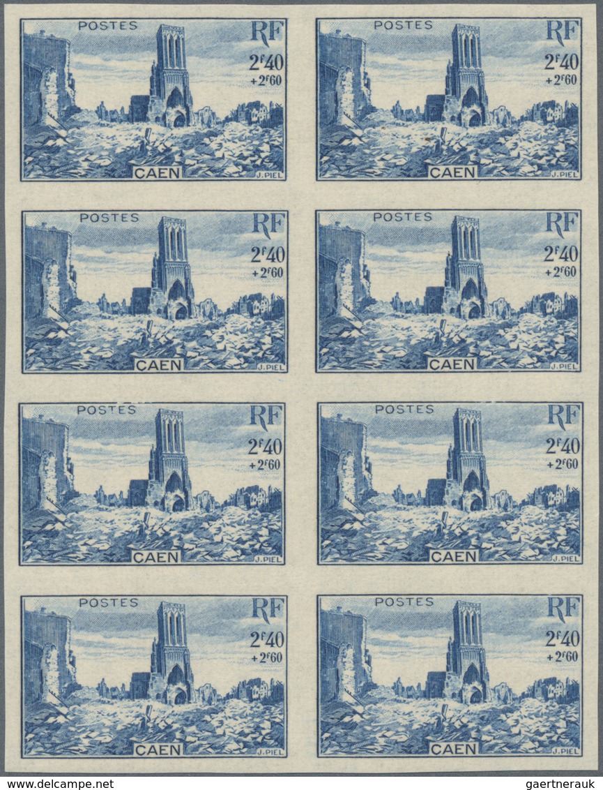 Frankreich: 1945, Reconstruction Of Destroyed Cities Complete Set Of Four In IMPERFORATED Blocks Of - Ungebraucht
