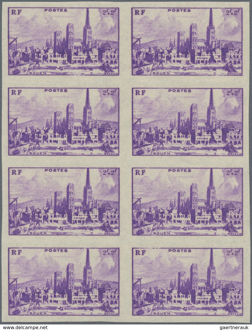 Frankreich: 1945, Reconstruction Of Destroyed Cities Complete Set Of Four In IMPERFORATED Blocks Of - Ungebraucht