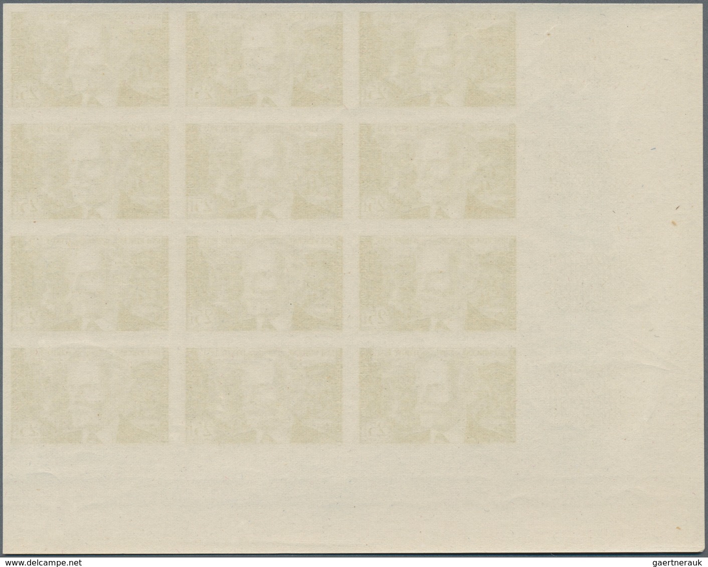 Frankreich: 1951, 100th Birthday Of Composer Vincent D'Indy 25fr. Green IMPERFORATED Block Of Twelve - Ungebraucht