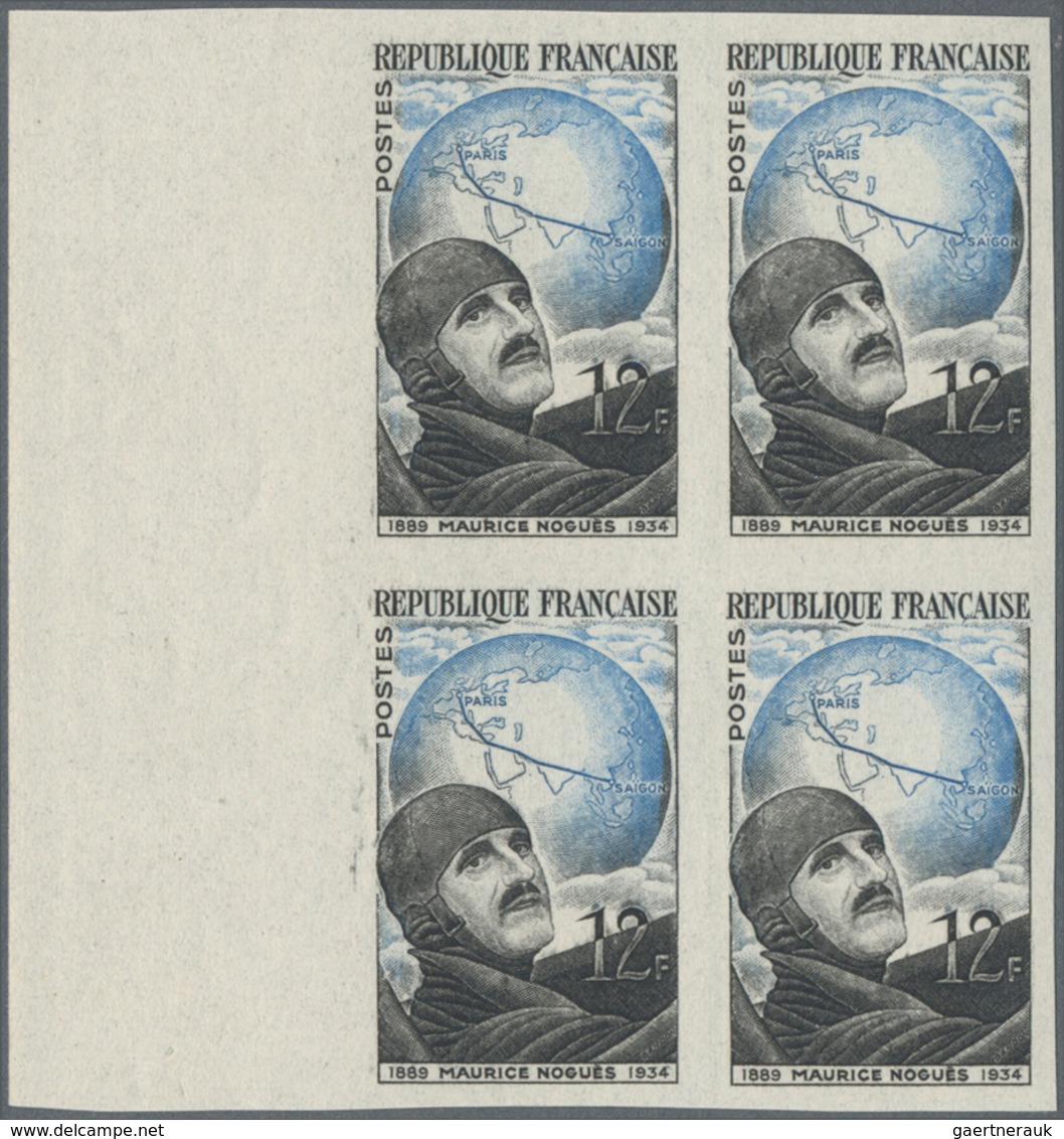 Frankreich: 1951, Maurice Nogues 12fr. (pilot) IMPERFORATDE Block Of Four From Left Margin, Mint Nev - Ungebraucht