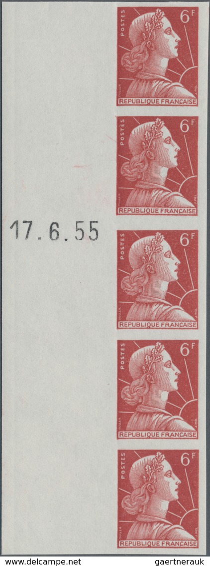 Frankreich: 1955, Definitive Issue 'Marianne (Muller)' 6fr. Brownish-red In A Vertical IMPERFORATED - Ungebraucht