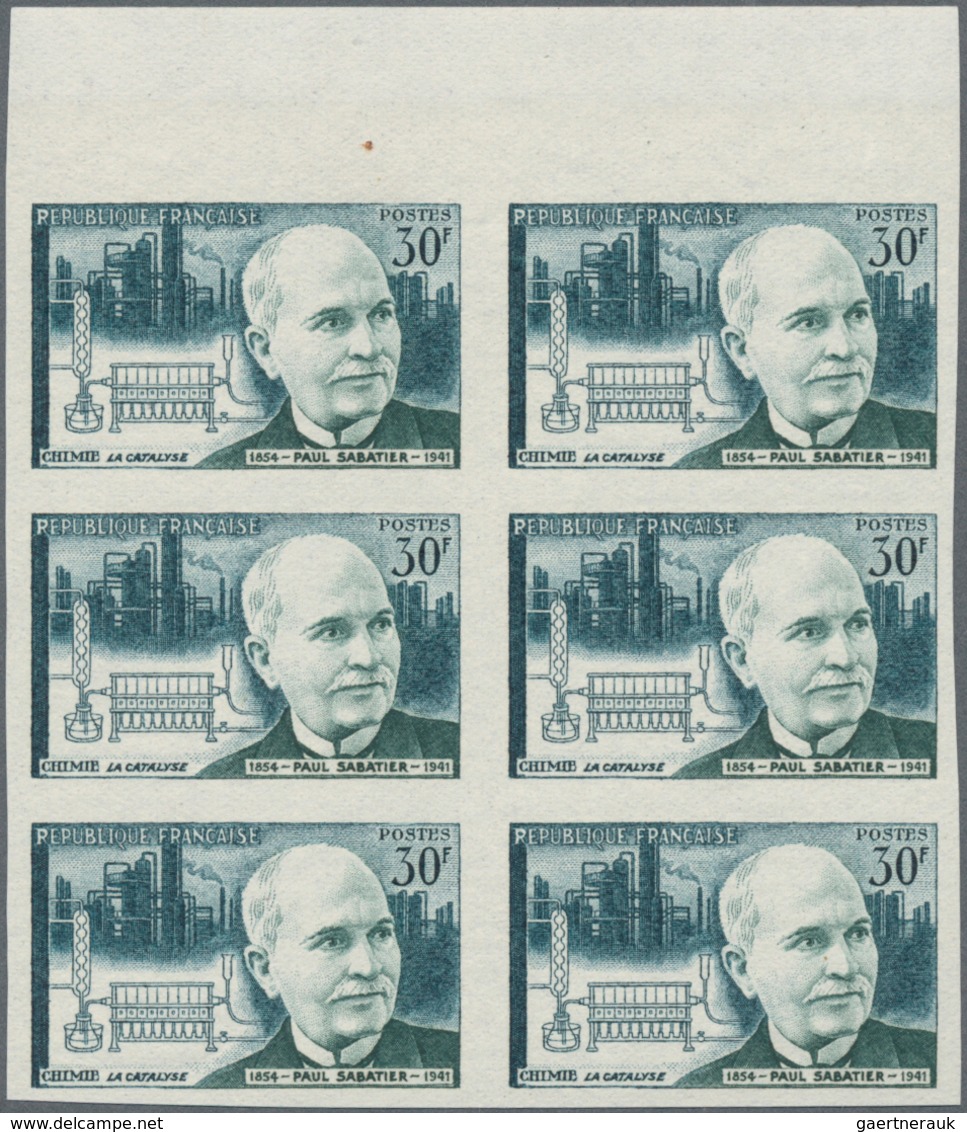 Frankreich: 1956, French Scientists Of 19th And 20th Century Complete Set Of Four In IMPERFORATED Bl - Ungebraucht