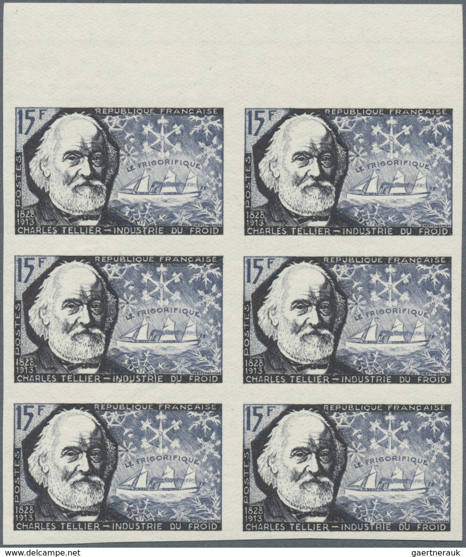 Frankreich: 1956, French Scientists Of 19th And 20th Century Complete Set Of Four In IMPERFORATED Bl - Ungebraucht