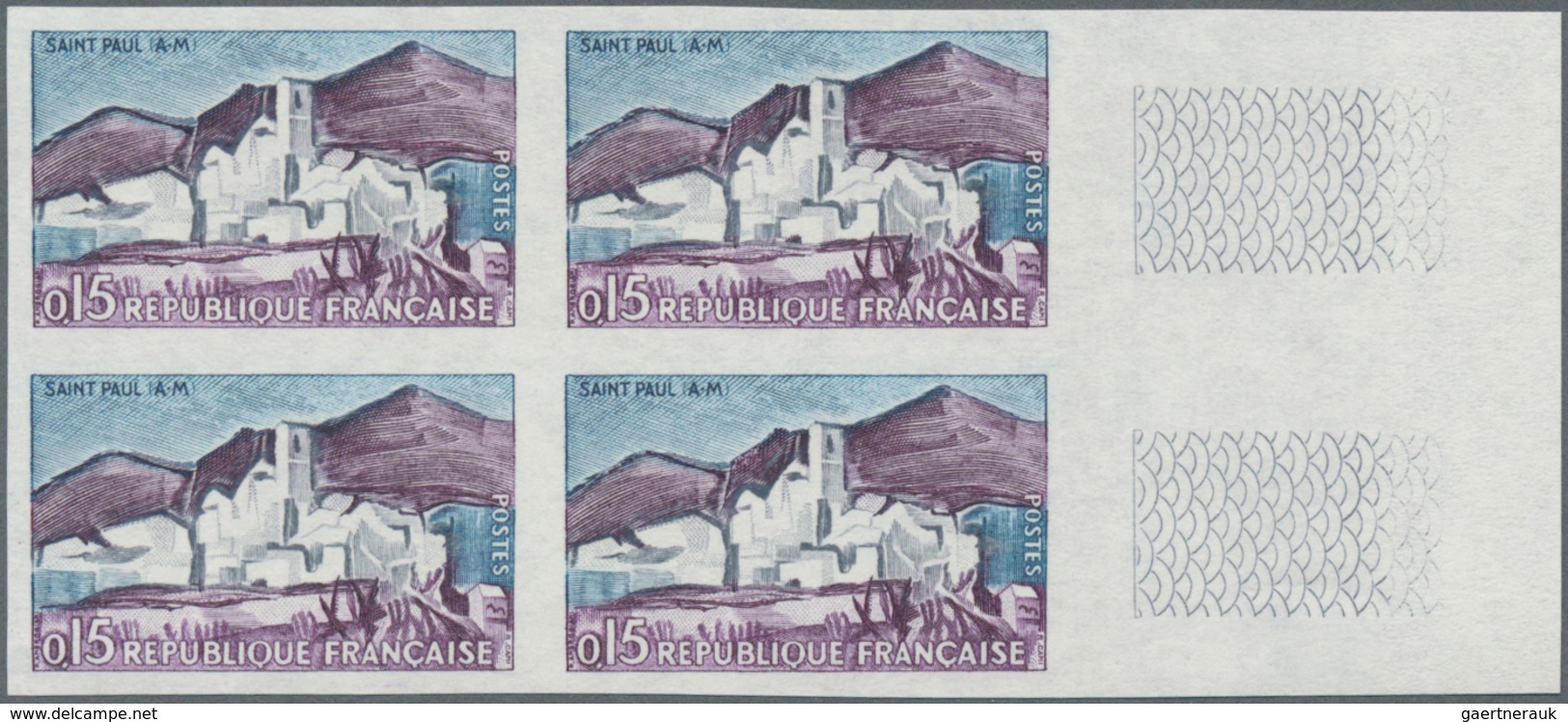 Frankreich: 1961/1962, Landscapes complete set of eight 0.15fr. Saint-Paul, 0.30fr. Arcachon, 0.45fr