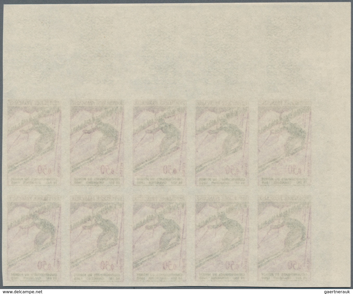 Frankreich: 1962, World Ski Championships In Chamonix Set Of Two In IMPERFORATED Blocks Of Ten From - Ungebraucht