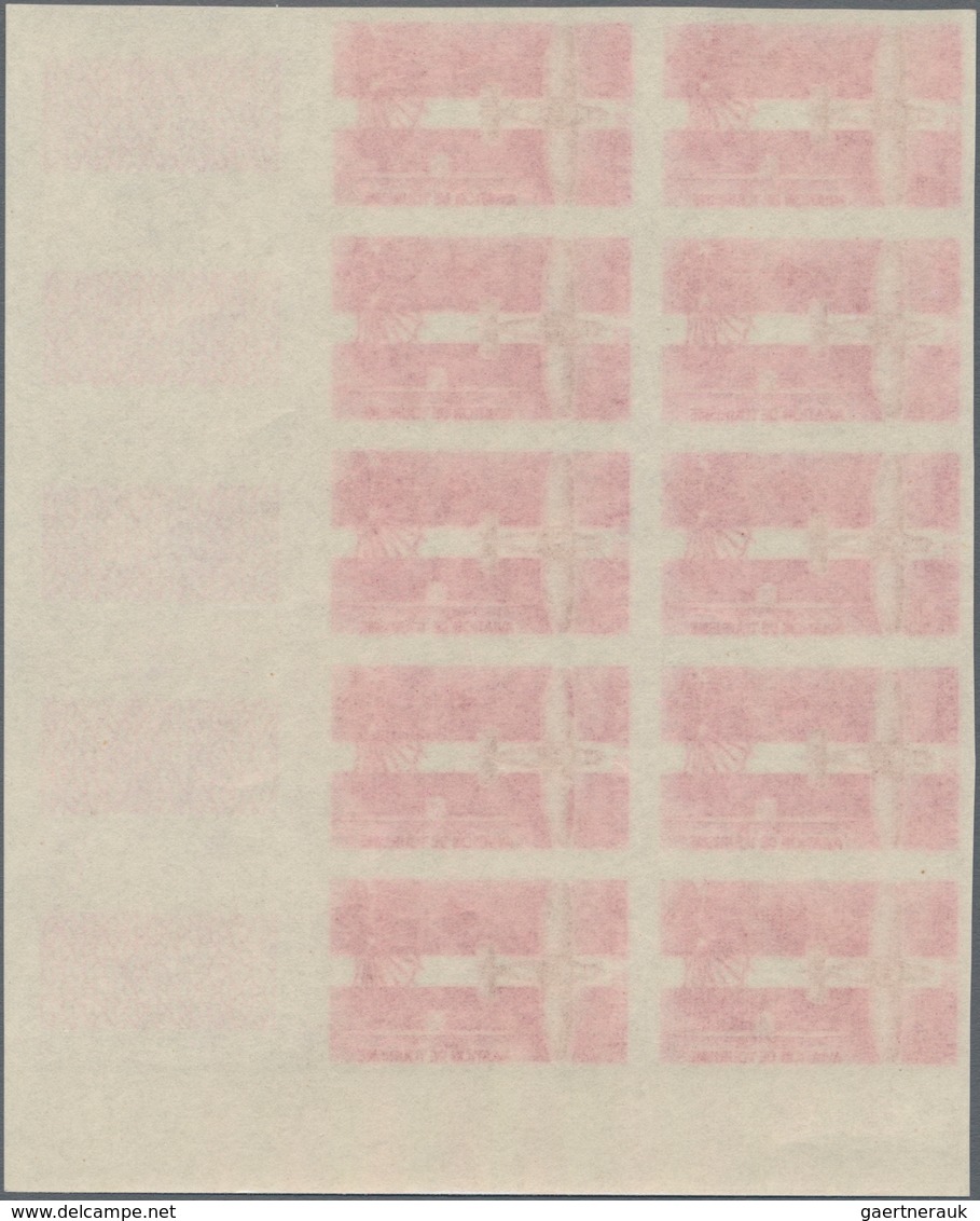 Frankreich: 1962, Sport Aviation Set Of Two (different Old Aircrafts) In IMPERFORATED Blocks Of Ten - Ungebraucht