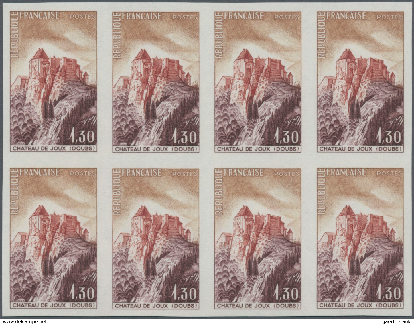 Frankreich: 1965, Tourism Complete Set Of Seven 0.40fr. Ronchamp Church, 0.50fr. Moustiers-Sainte-Ma - Ungebraucht