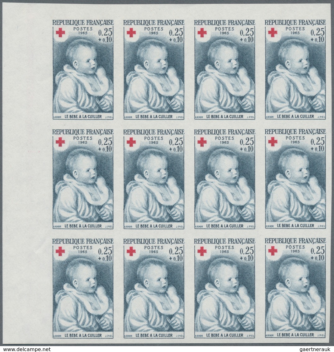 Frankreich: 1965, RED CROSS Set Of Two (paintings From Renoir) In IMPERFORATED Blocks Of Twelve From - Ungebraucht