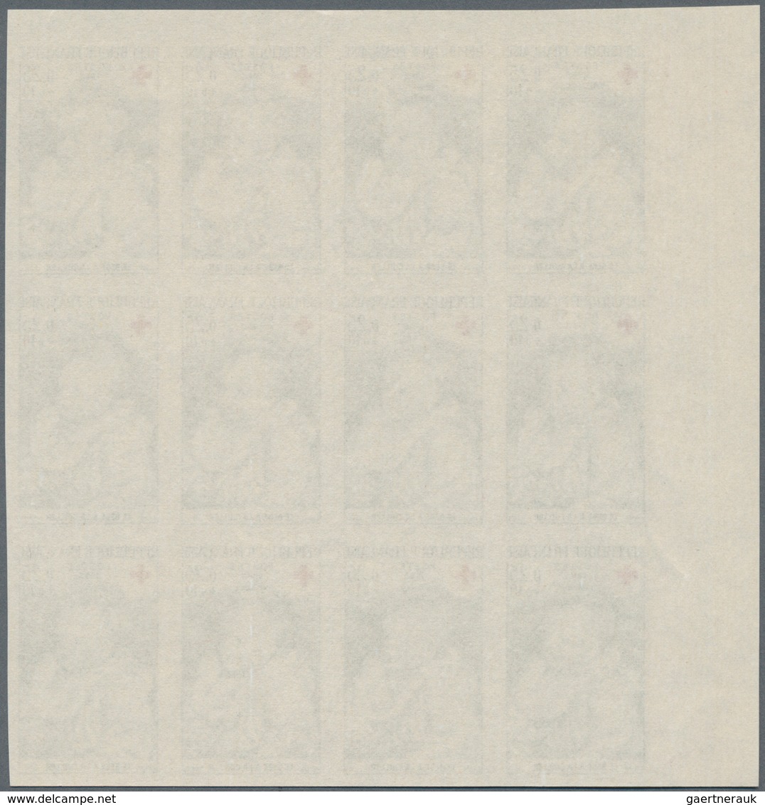 Frankreich: 1965, RED CROSS Set Of Two (paintings From Renoir) In IMPERFORATED Blocks Of Twelve From - Ungebraucht