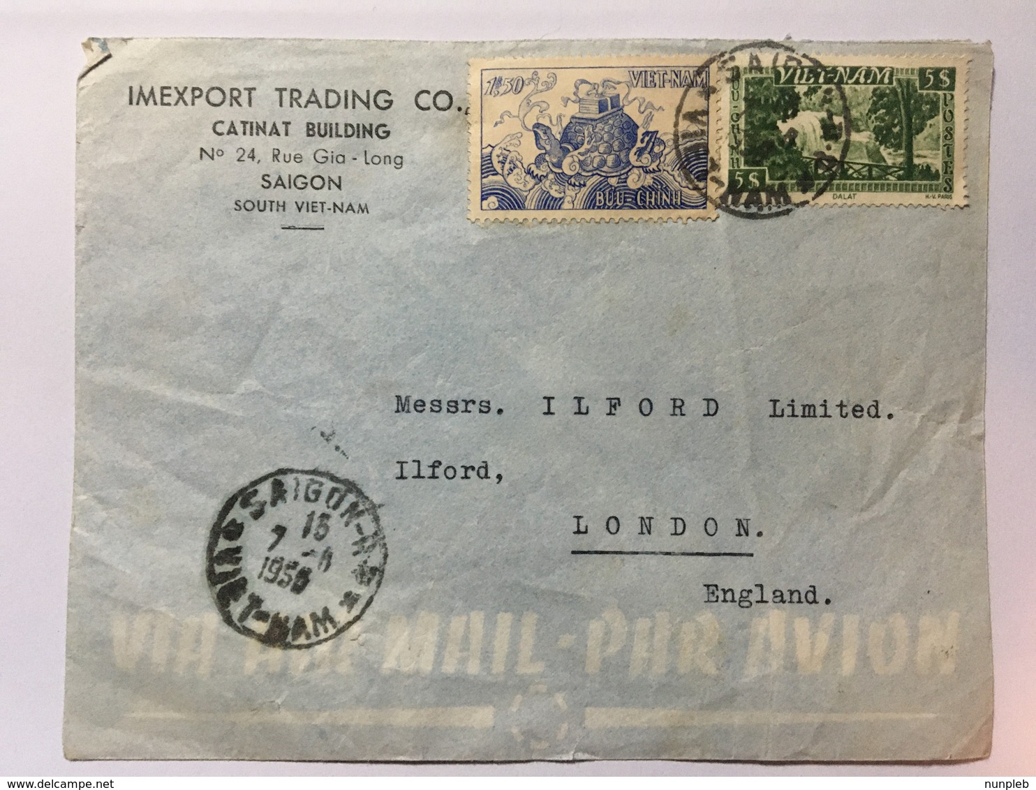 VIETNAM 1950 Air Mail Cover Saigon To London - Vietnam