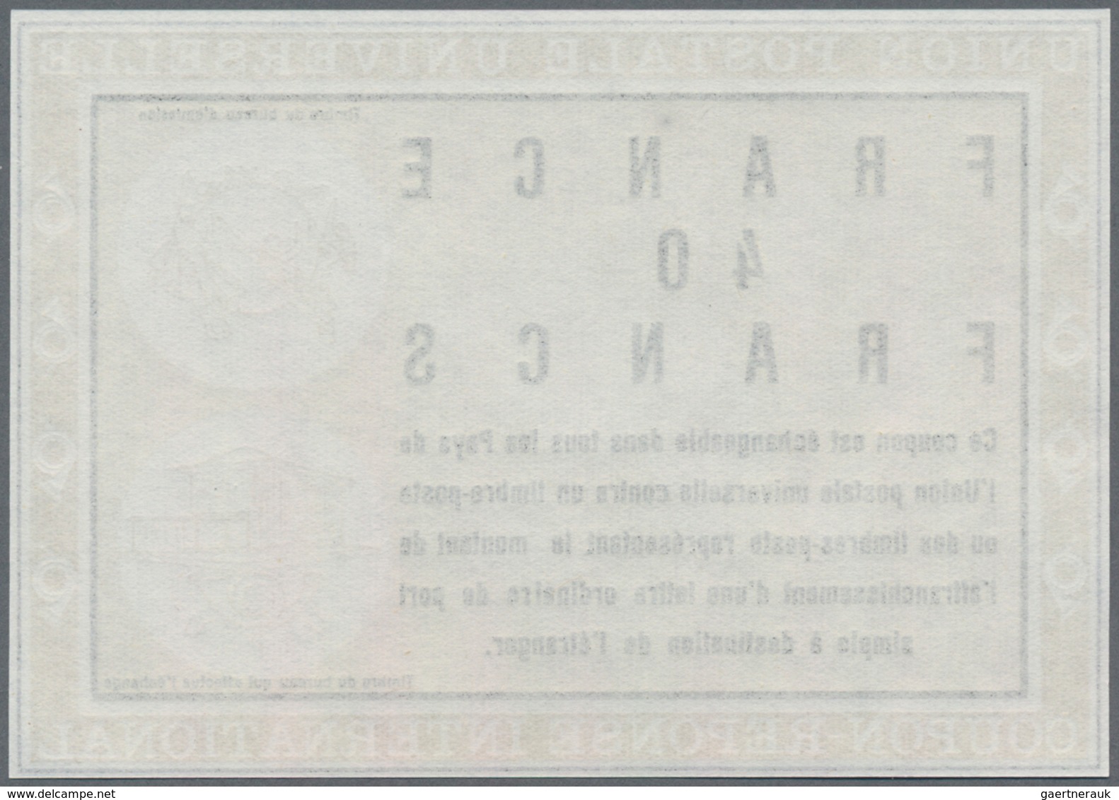 Frankreich: 1966. Essay Coloured Vivid Chrome Yellow For "International Reply Coupon 40 Francs" (Vie - Ungebraucht