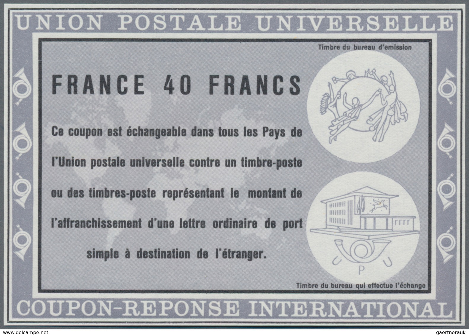 Frankreich: 1966. Essay Gray Coloured For International Reply Coupon 40 Francs (Vienna Type). Collec - Unused Stamps