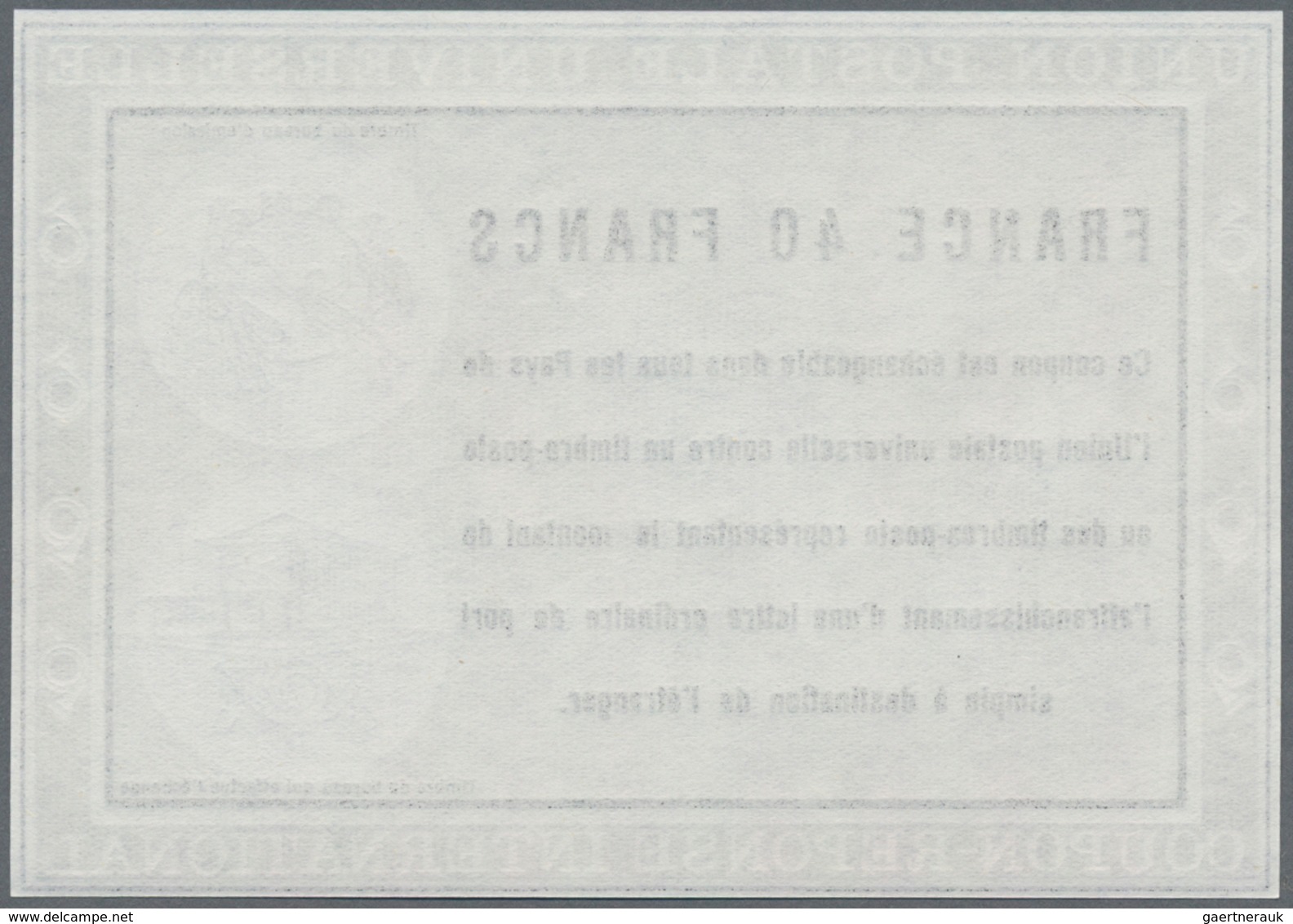 Frankreich: 1966. Essay Gray Coloured For International Reply Coupon 40 Francs (Vienna Type). Collec - Unused Stamps