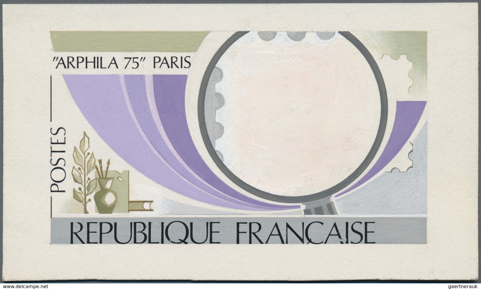 Frankreich: 1975. Original Sketch Of An Unadopted Stamp For Arphila 75 Paris. Unique And Very Attrac - Ungebraucht