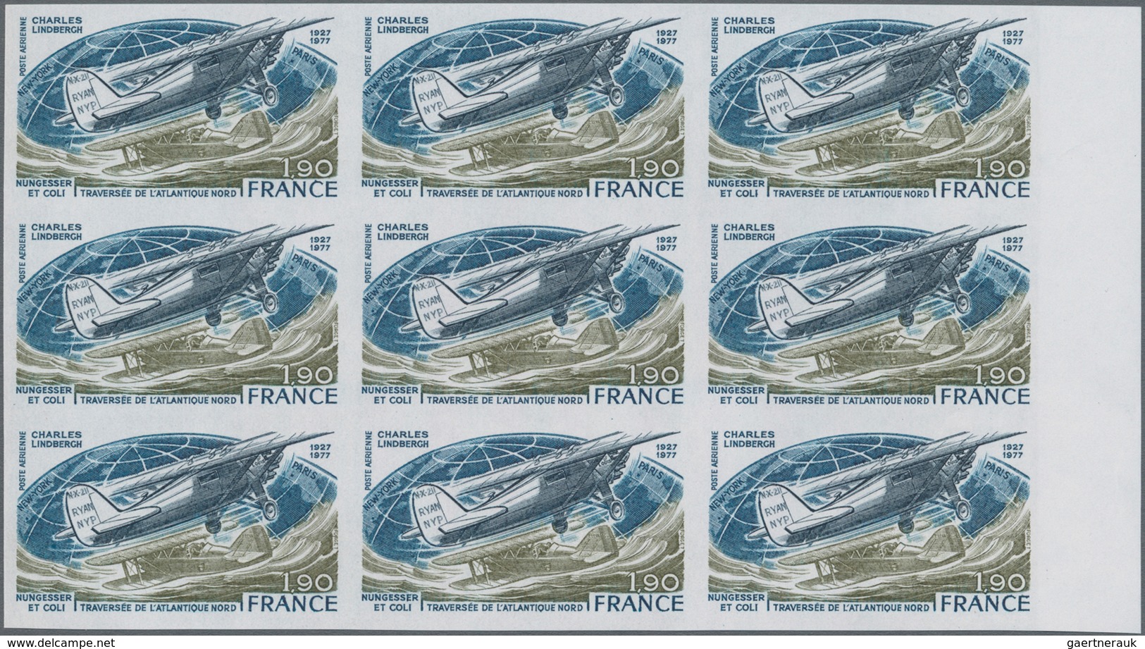 Frankreich: 1977, 50 Years First Transatlantic Flight Through Charles Lindbergh 1.90fr. (airplane 'S - Ungebraucht