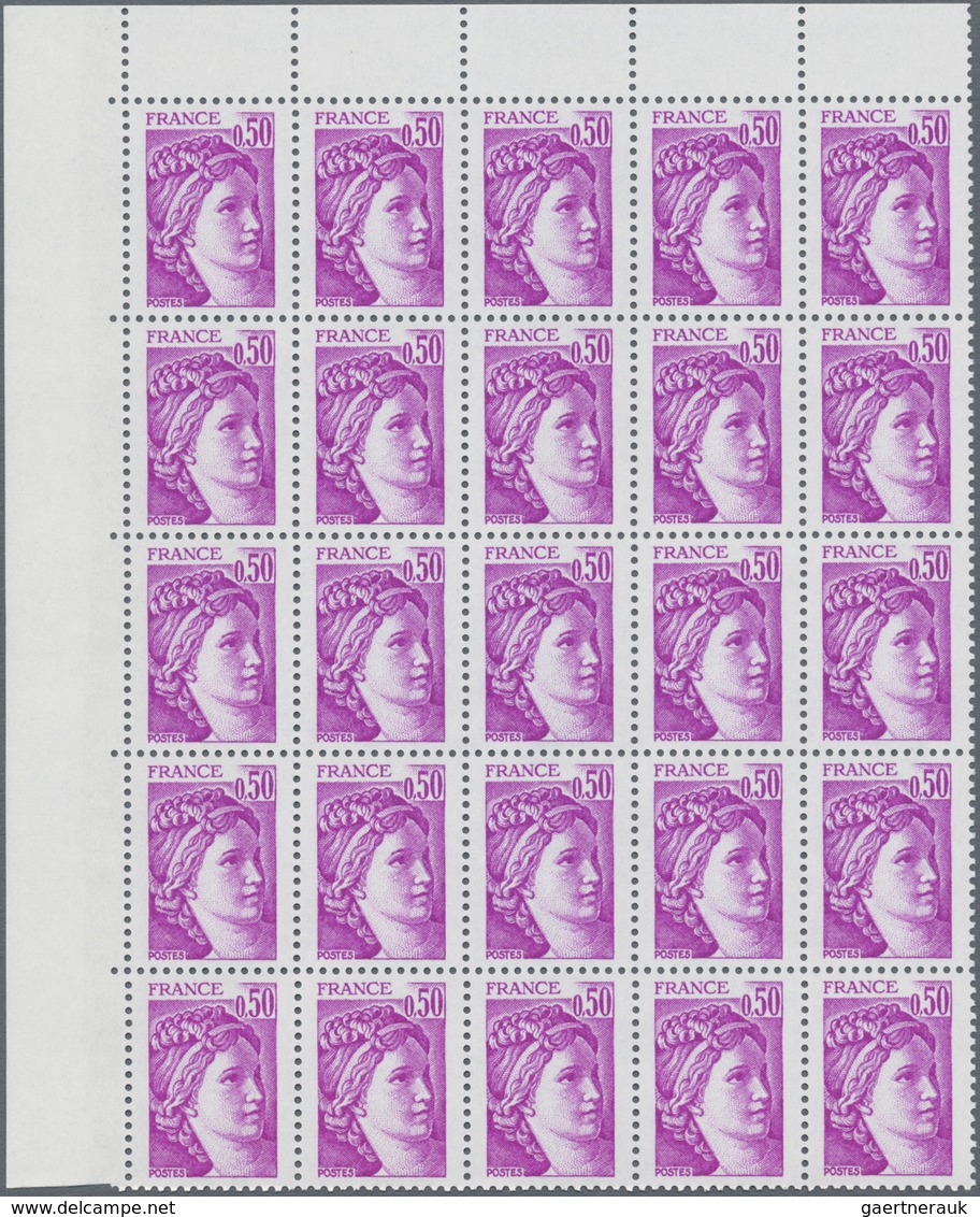 Frankreich: 1978, Definitives "Sabine De Gandon", MISSING PHOSPHOR (BRILLIANT GUM), 0.10fr.-3fr., Ei - Ungebraucht