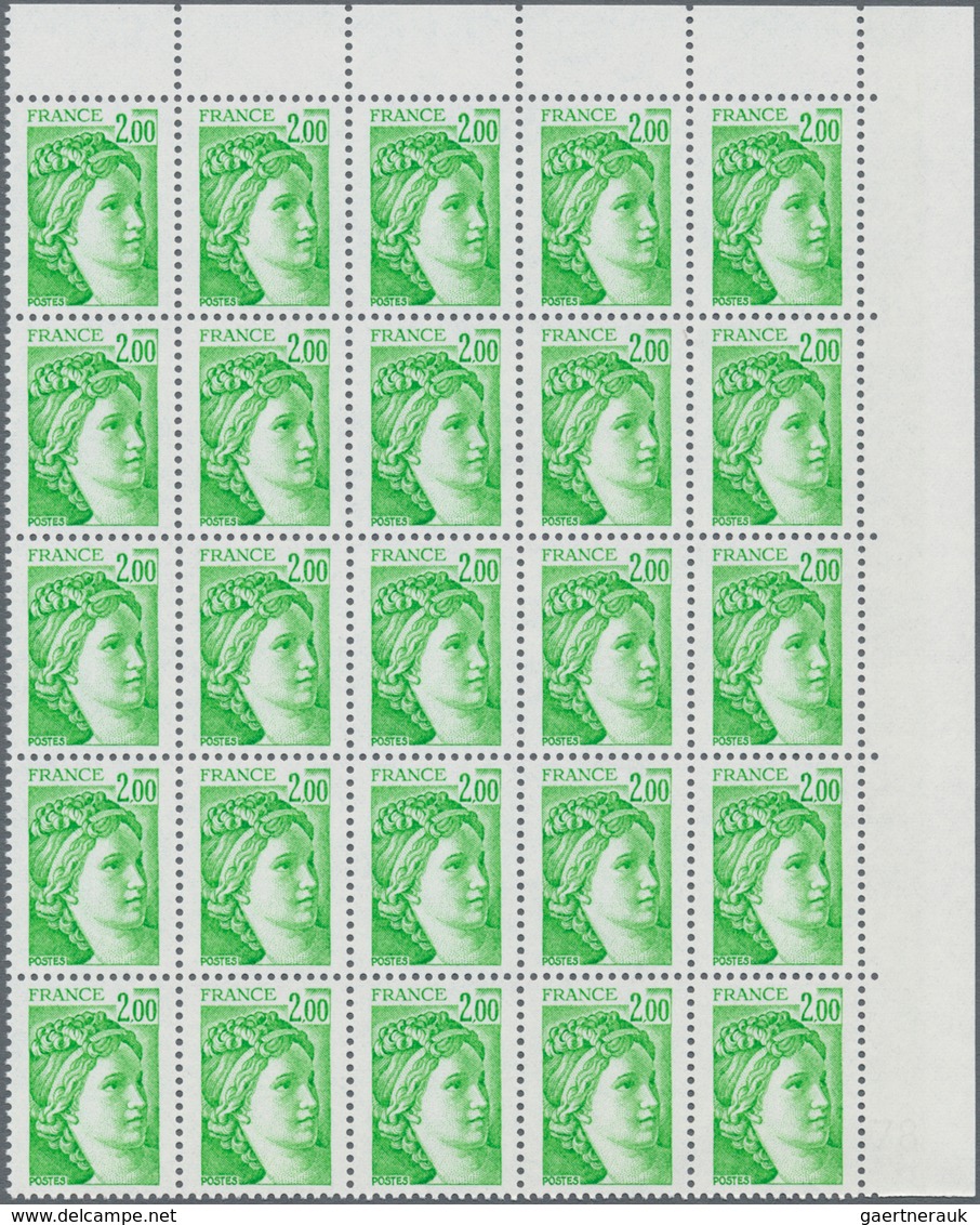 Frankreich: 1978, Definitives "Sabine De Gandon", MISSING PHOSPHOR (BRILLIANT GUM), 0.10fr.-3fr., Ei - Ungebraucht