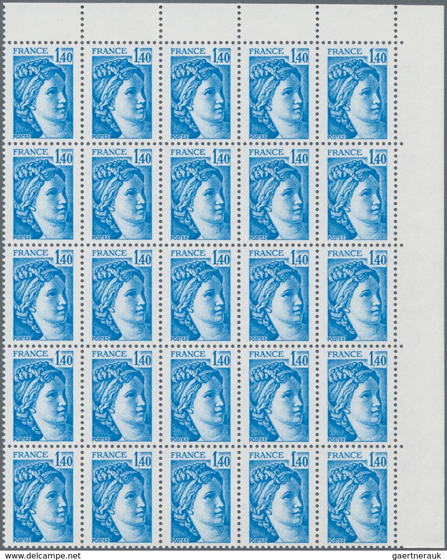 Frankreich: 1978, Definitives "Sabine De Gandon", MISSING PHOSPHOR (BRILLIANT GUM), 0.10fr.-3fr., Ei - Ungebraucht