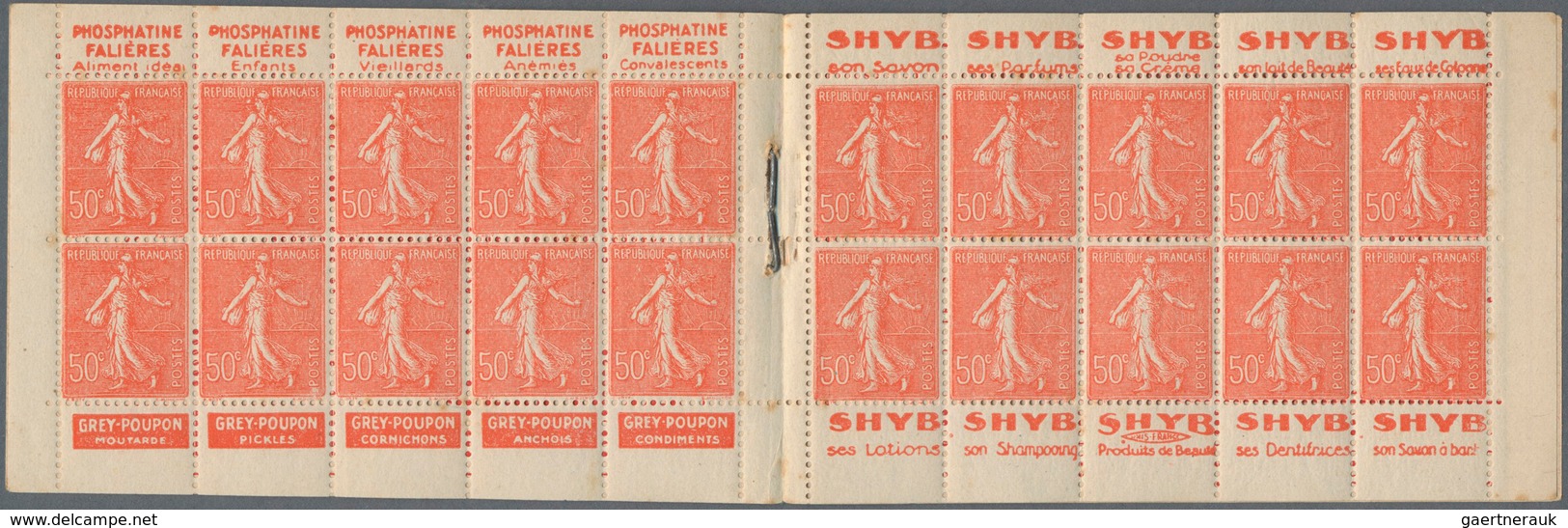 Frankreich - Markenheftchen: 1926 (ca.), Complete Booklet 10fr. Containing 20 X Sawer 50c. Red In On - Sonstige & Ohne Zuordnung