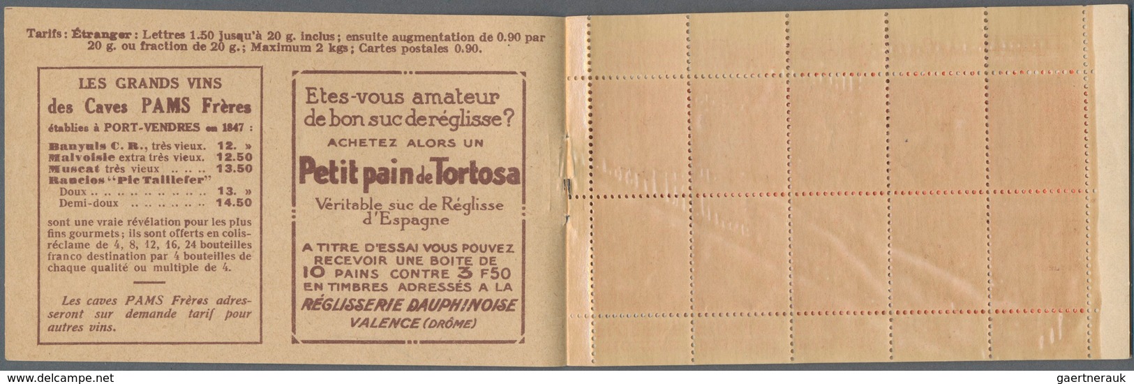 Frankreich - Markenheftchen: 1926 (ca.), Complete Booklet 10fr. Containing 20 X Sawer 50c. Red In On - Sonstige & Ohne Zuordnung