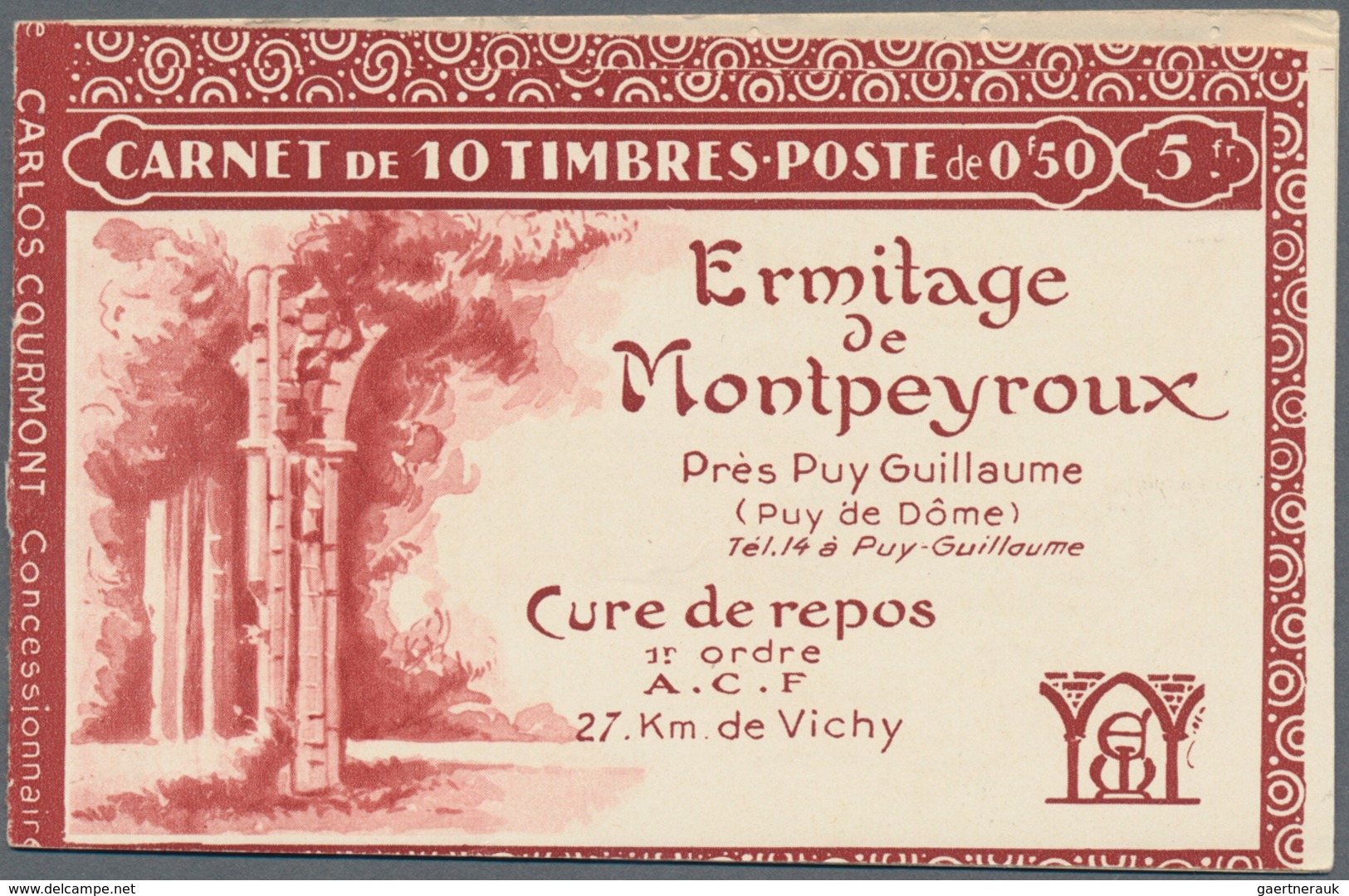 Frankreich - Markenheftchen: 1926 (ca.), Complete Booklet 5fr. Containing 10 X Sower 50c. Red In One - Other & Unclassified