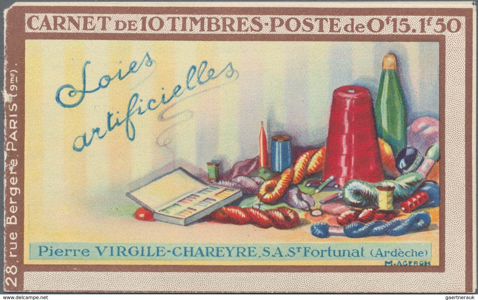 Frankreich - Markenheftchen: 1926 (ca.), Booklet 1.50fr. Containing 10 X Sower 15c. Lilac Brown In O - Other & Unclassified