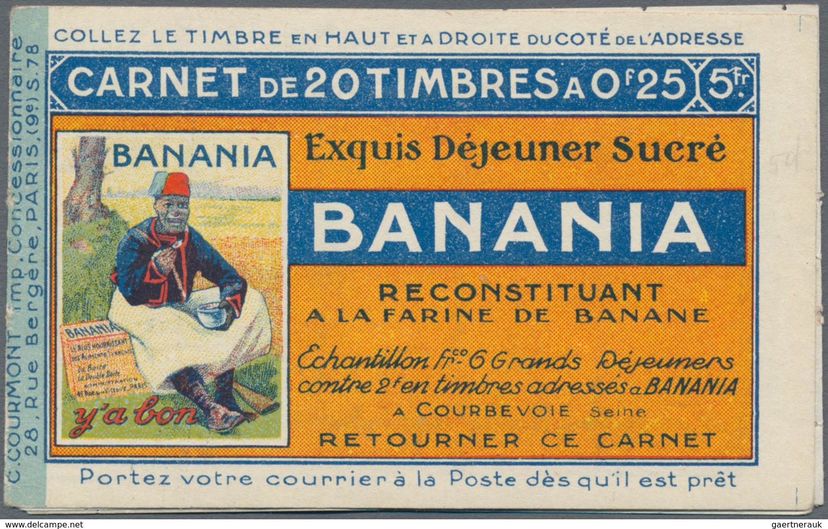 Frankreich - Markenheftchen: 1922 (approx), France. Unclamped Stamp Booklet "Bisquit 4 Fois" (S.78) - Otros & Sin Clasificación