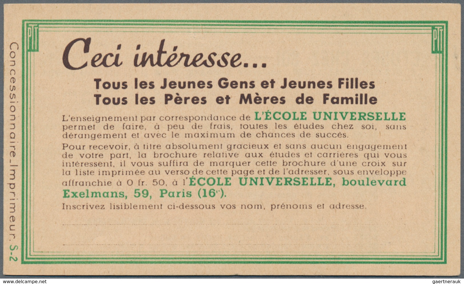 Frankreich - Markenheftchen: 1933 (ca.), Complete Booklet 10fr. Containing 20 X Allegory 50c. Red In - Sonstige & Ohne Zuordnung