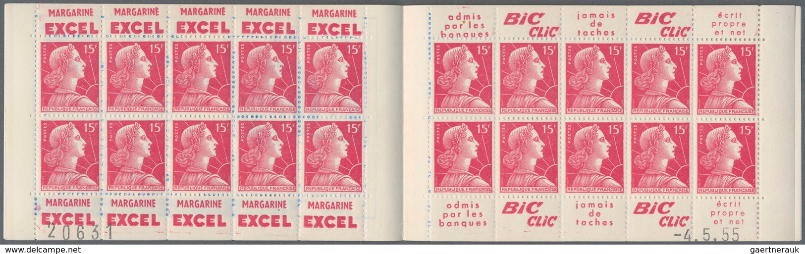 Frankreich - Markenheftchen: 1955 (ca.), Complete Booklet 300fr. Containing 20 X Marianne (Muller) 1 - Other & Unclassified