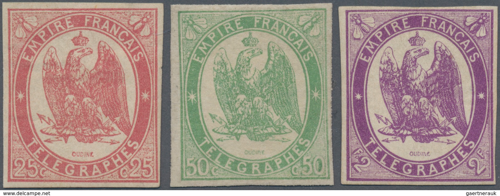 Frankreich - Telegrafenmarken: 1868, 25 Cts, 50 Cts. And 2 Fr., Unused Mounted Mint, The 50 C. First - Telegraph And Telephone