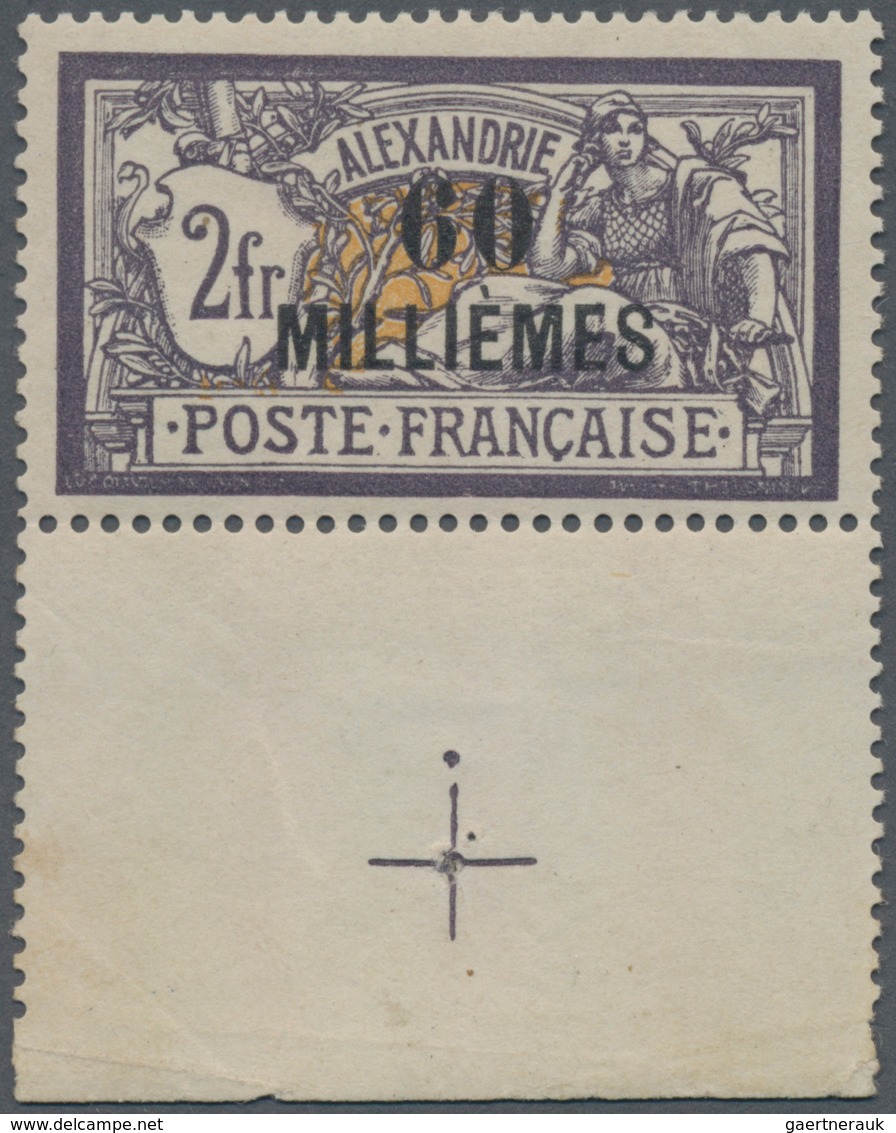 Französische Post In Ägypten - Alexandria: 1921, 60 Mill. On 2 Fr. Violet/yellow, Postage Stamp With - Other & Unclassified