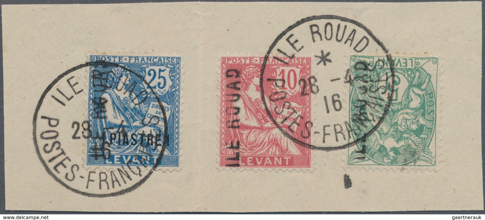Französische Besetzung I. WK - Insel Ruad: 1916 Set Of Three Handstamped Vertically "ILE ROUAD" And - Sonstige & Ohne Zuordnung