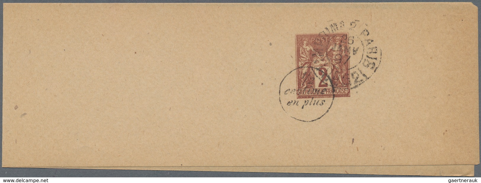 Frankreich - Ganzsachen: 1882, Two Unused Postal Stationery Wrappers Both Uprated, One With Tear At - Sonstige & Ohne Zuordnung