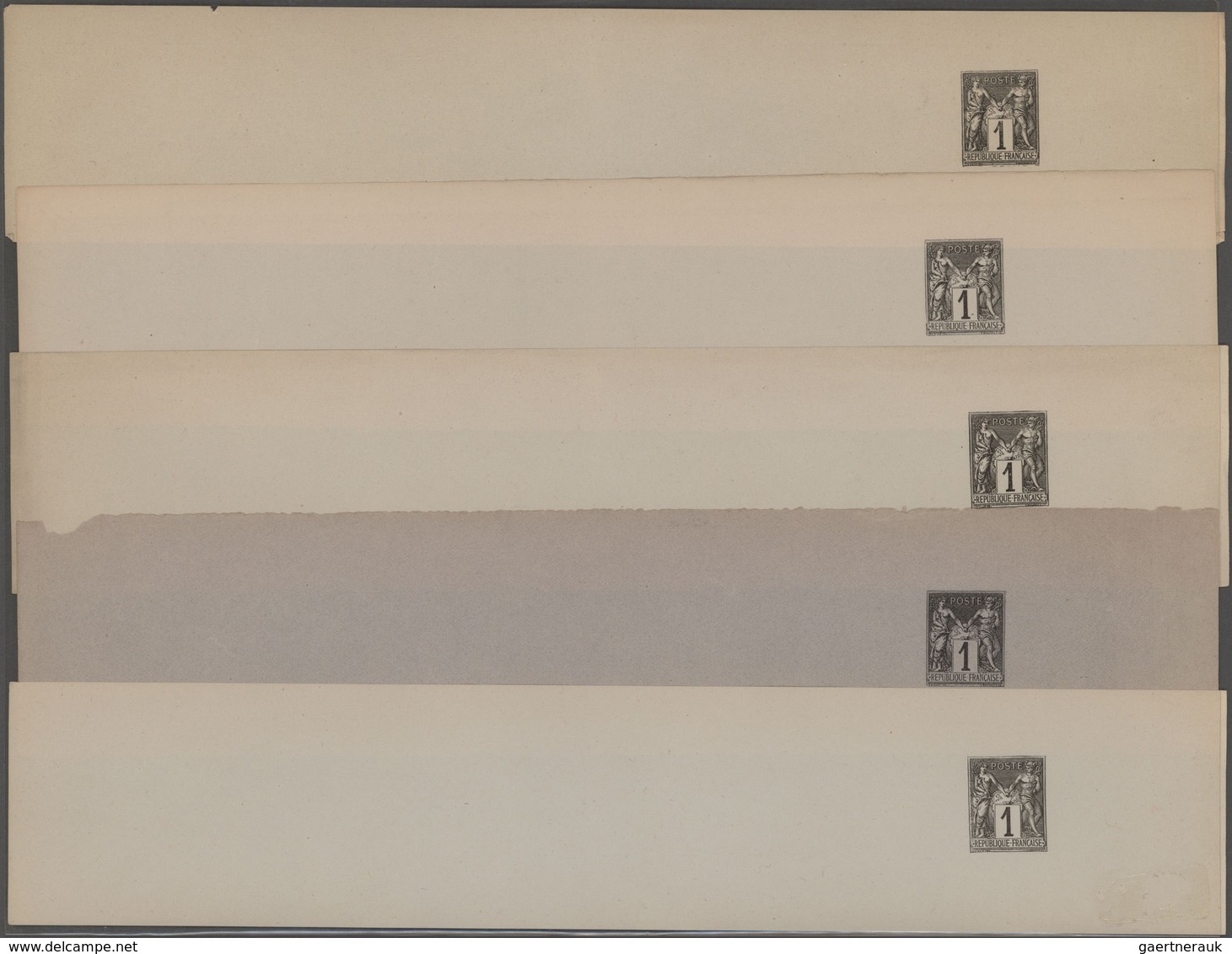Frankreich - Ganzsachen: 1882, Group Of 5 Unused And Unfolded Wrappers All On Different Shades Of Wh - Sonstige & Ohne Zuordnung