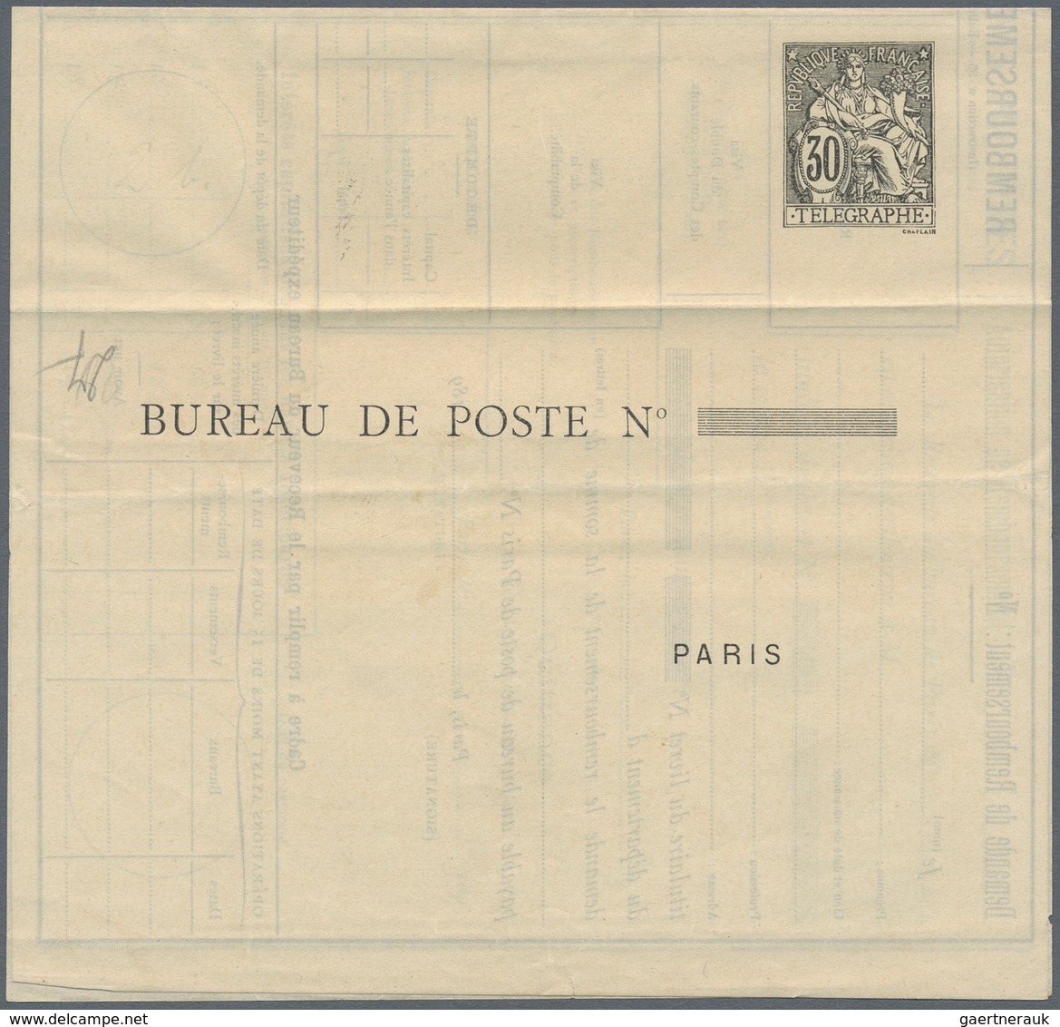 Frankreich - Ganzsachen: 1884/1899, 4 different postal stationery money orders 30 C black, unused, s